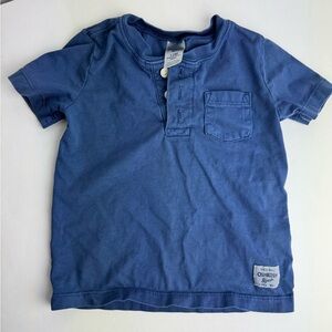 OshKosh | Boys | 12 Month | Blue Tee Shirt with Three Buttons and a Pocket Navy